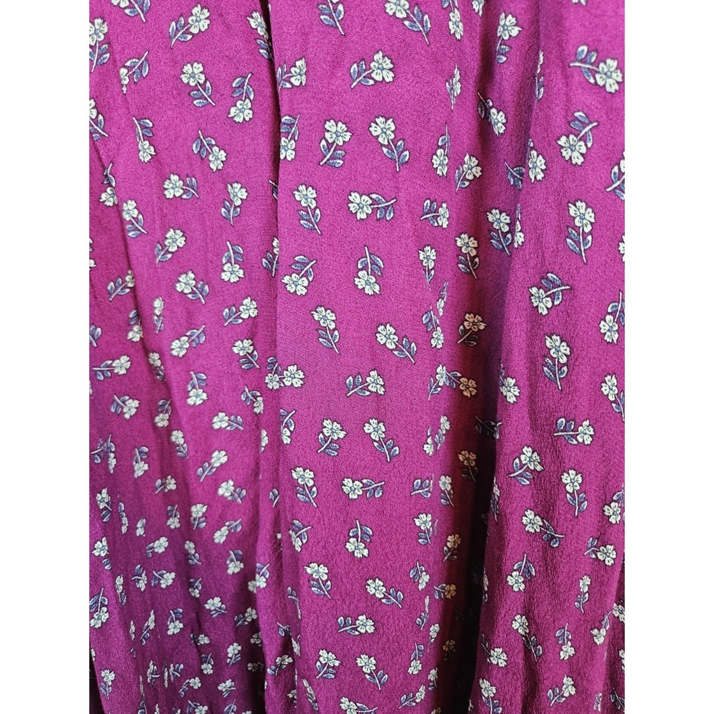 Loft Womans Long Burgundy Floral Dress Sz 10 Bloomcore Cottagecore - Picture 6 of 13